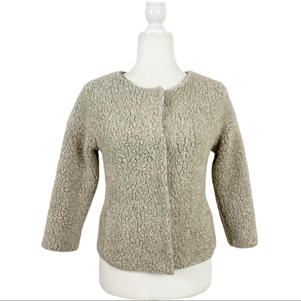Zara Fleece Sheep Faux Fur Cropped Coat Size XS